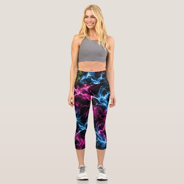 Capri leggings Neon Lightning Marble – Energía Eléctrica (Anverso)