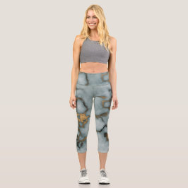 Capri Mármol Vena Dorada Leggings Niebla Oceánica