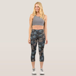 Capri Metallic Dragonflies Leggings