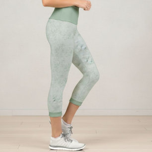 Capri Mint green marble print leggings