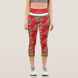 Capri Navidades Holly Branch Leggings