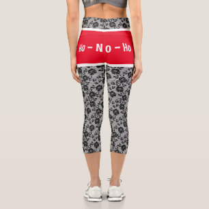 Capri Navidades Santa Leggings Rosas Faux Lace Fishnet