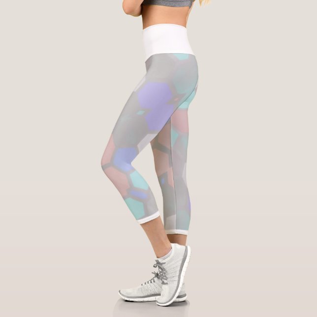 Capri Pale Pastel Honeybee Hexagonal Shapes Leggings (Izquierda)