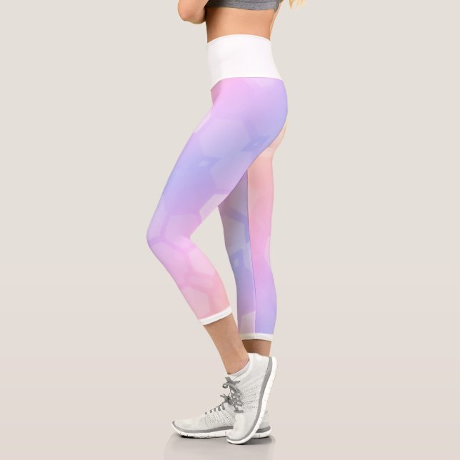 Capri Pale Pastel Honeybee Hexagonal Shapes Leggings (Izquierda)