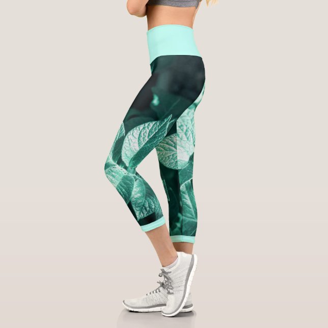 Capri Planta de Papa verde pálido deja leggings (Izquierda)