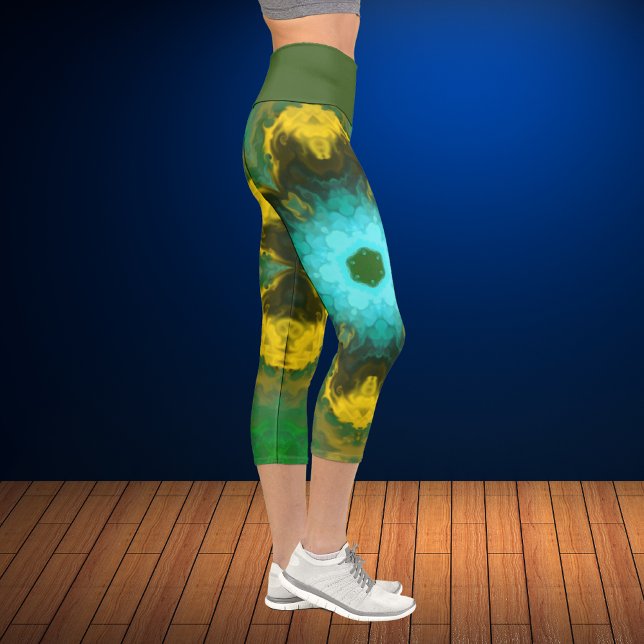 Capri Psicodelic Hippie Amarillo Verde y Cian Leggings (Subido por el creador)