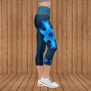 Capri Psicodelic Hippie Snowflake Blue Leggings