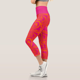 Capri Rayas de cebra rosada Neon mujeres Capris Leggings