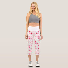 Capri Red and White Heart Valentine’s Day Leggings