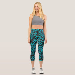 Capri Turquoise Floral Leggings