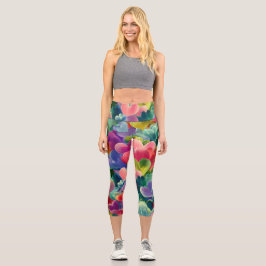 Capri Valentine’s Day Leggings – Romantic Heart Pattern 