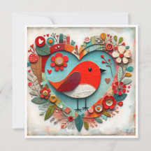Caprichoso corazón de pájaro Red Robin de medios m