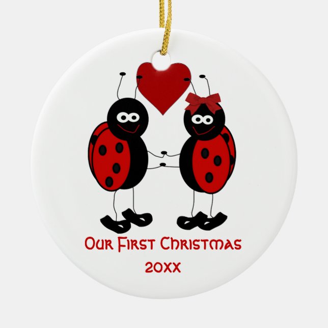 Caprichoso nuestro primer ornamento del navidad (Frente)