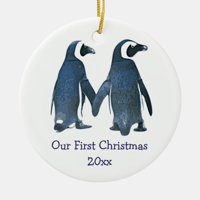 Caprichoso nuestro primer ornamento del navidad (Frente)