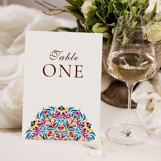 Caprichoso número de mesa de boda con borde floral (Subido por el creador)