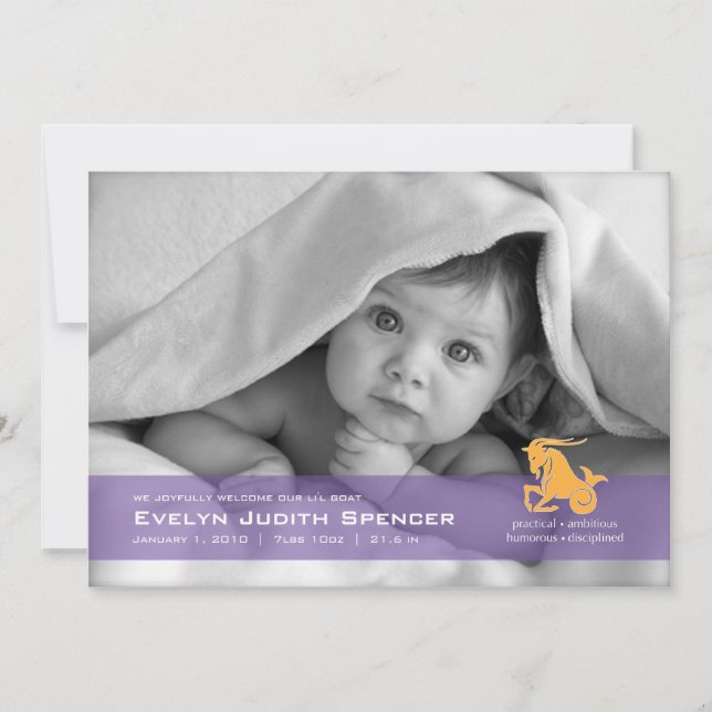 Capricorn, el anuncio del nacimiento de la foto de (Anverso)