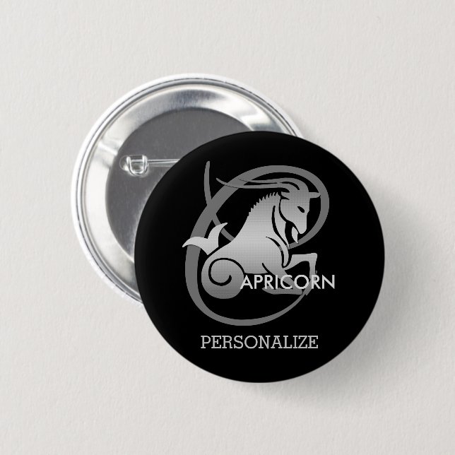 Capricornio - Botón Zodiac Rótulo (Anverso y reverso)