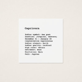 Capricornio Zodiac Rótulo Astrología tarjeta blanc