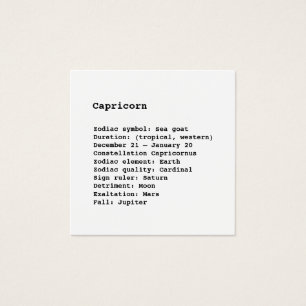 Capricornio Zodiac Rótulo Astrología tarjeta blanc
