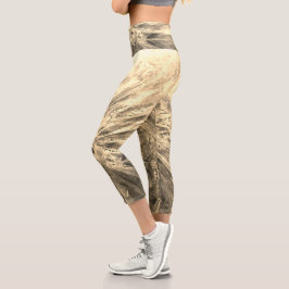 Capris de Legging Dorado Burstful para mujeres