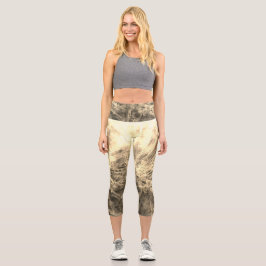 Capris de Legging Dorado Burstful para mujeres