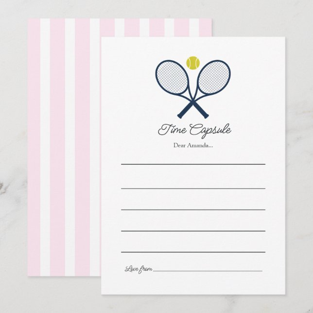 Cápsula del Tiempo de Cumpleaños de Tenis Elegante (Anverso / Reverso)