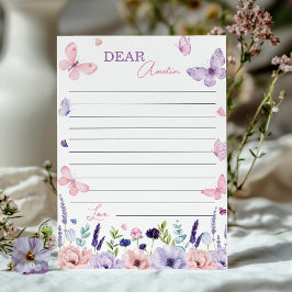 Cápsula del Tiempo Floral de Mariposa Nota Tarjeta