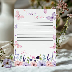 Cápsula del Tiempo Floral de Mariposa Nota Tarjeta