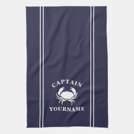 Captain Your Name Crab Navy Blue Kitchen Toalla