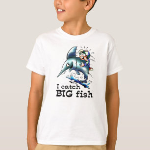 Capto camisetas graciosas para niños de peces gran