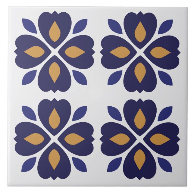 Captura de ojos azulejos floral azul marino portug (Frente)