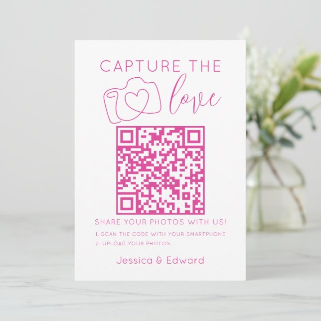 Captura El Código Qr De Amor Moda Rosa Boda Modern (Anverso de pie)