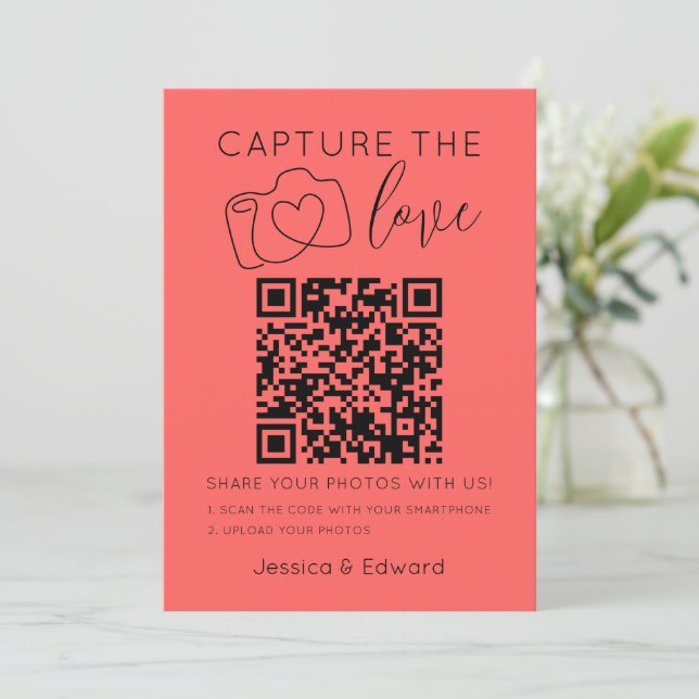 Captura El Código Qr De Amor Pastel Boda Moderno R (Anverso de pie)