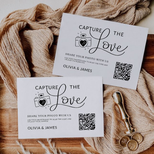 Captura Moderna Plantilla De Tarjeta De Amor, Códi (Modern Capture The Love Card Template, QR Code)
