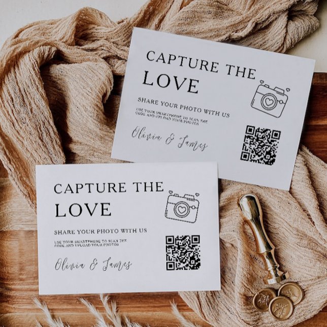 Captura Moderna Plantilla De Tarjeta De Amor, Códi (Modern Capture The Love Card Template, QR Code)