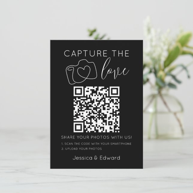 Capturar el código Qr de amor Moda negra Boda mode (Anverso de pie)