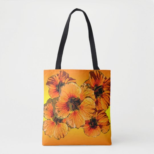 Capuchinas anaranjadas y amarillas bolsa de tela