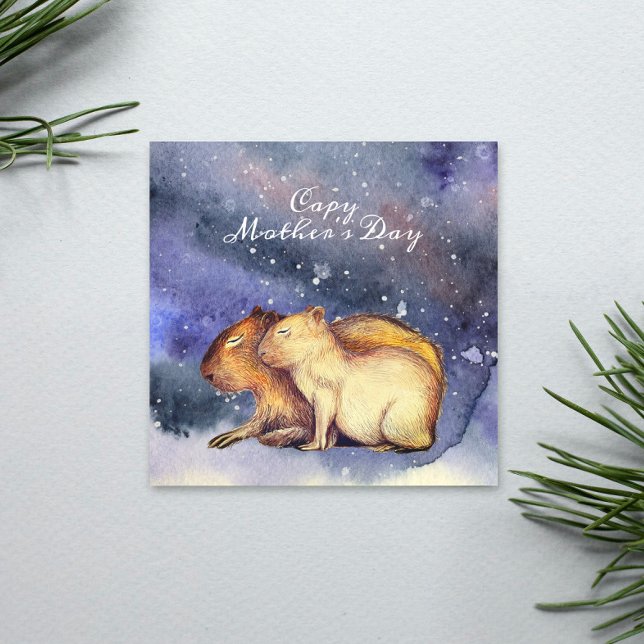 Capy Mother's Day Capybara Baby and Mom Cute Card (Subido por el creador)