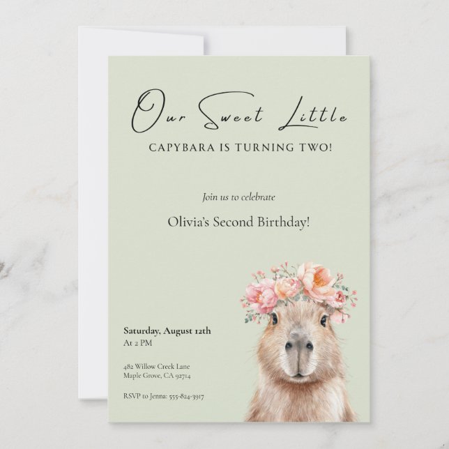 Capybara Birthday Invitation • Little One (Anverso)