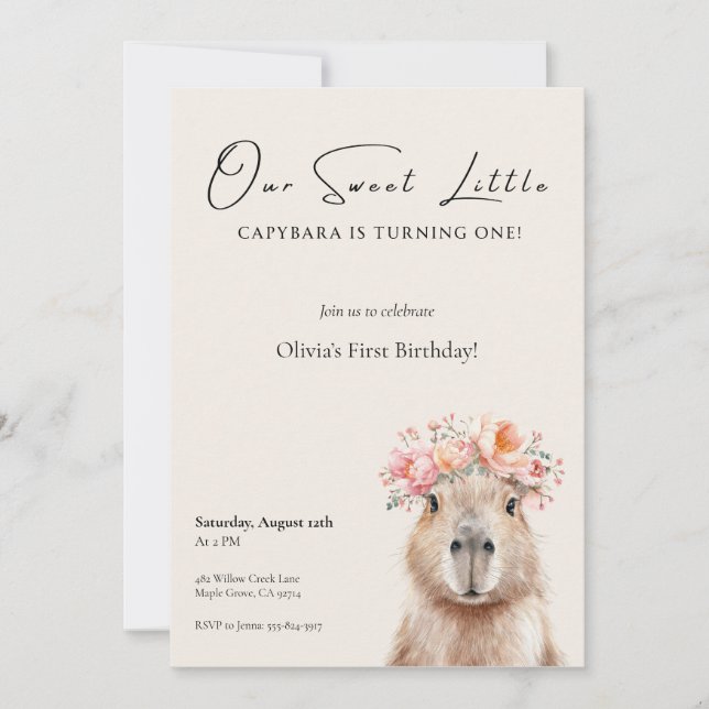 Capybara Birthday Invitation • Little One (Anverso)