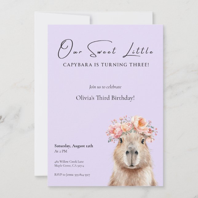 Capybara Birthday Invitation • Little One (Anverso)