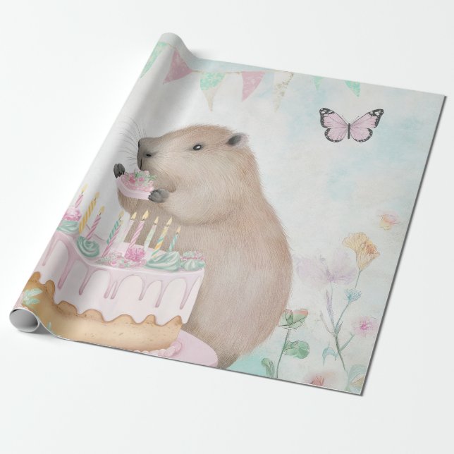 Capybara Cakefest Niños Fiesta Decoración Papel de (Desenrollado)
