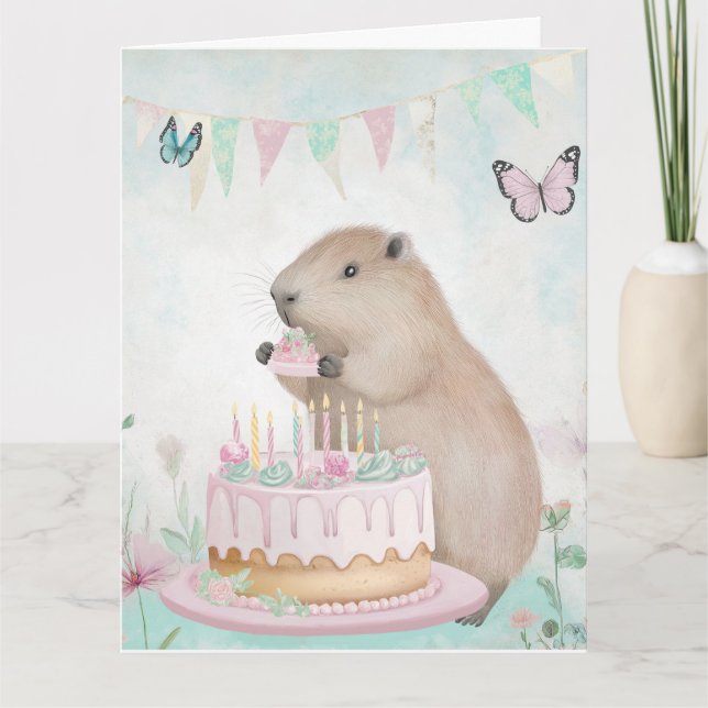 Capybara Cakefest Niños Tarjeta de felicitación de (Anverso)