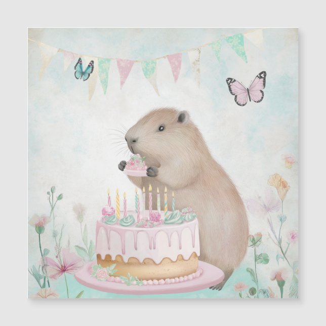 Capybara Cakefest Tarjeta magnética para niños (Anverso)