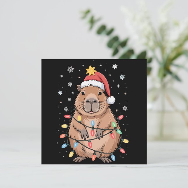 Capybara de Navidad con sombrero de Santa Claus lu (Anverso de pie)