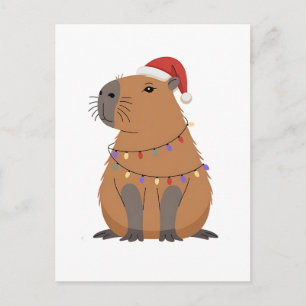 Capybara de Navidad con sombrero de Santa luces de