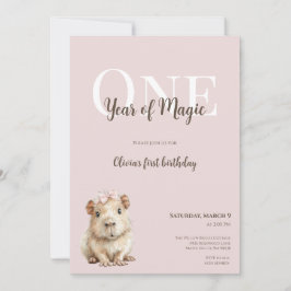 Capybara First Birthday Invitation • Woodland Girl