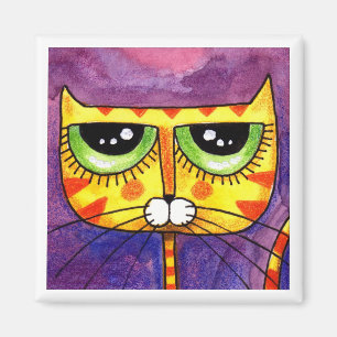 Cara amarilla del gato - imán