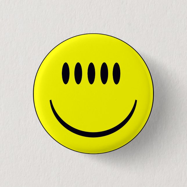 Cara con la insignia divertida del botón de cinco (Anverso)