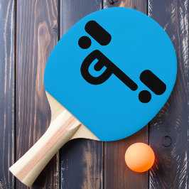 Cara confundida traviesa Pala de Ping Pong Azul